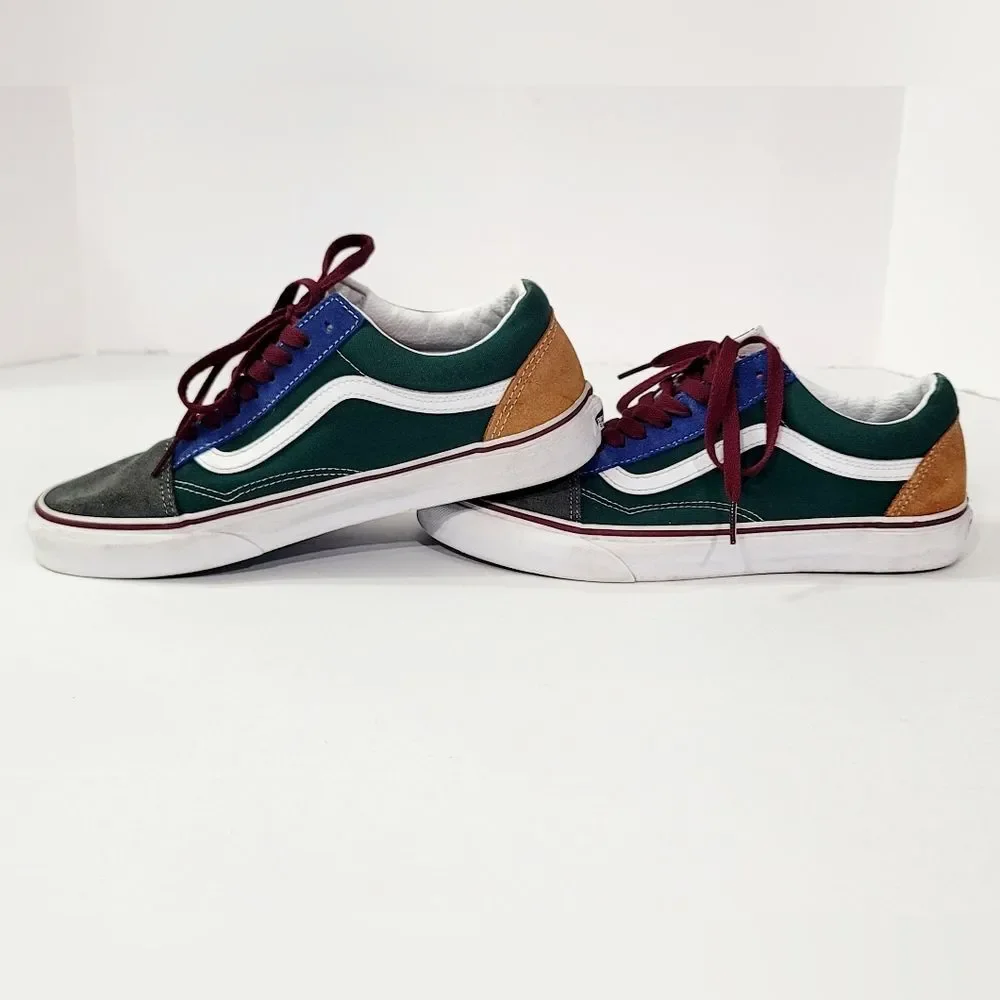 VANS Old Skool Yacht Club Sneakers Blue Green Yellow Colorblock 8.5M/10W EUC